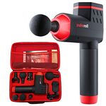 Pulseroll Pro Athlete Grade Percussion Handheld Deep Tissue Muscle Full Size Massage Massger Gun 4 Speeds with 4 Heads & Carry Case Set, Black