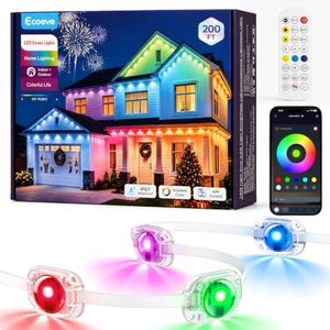 Ecoeve Permanent Outdoor Lights for House, 200ft RGB+IC Christmas LED Light
