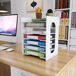 PUNCIA 7 Tiers Paper Tray A4 Desk Tidy Organizer Desktop White File Holder Office Mail Letter Tray & Paper Sorter Document Notebooks Storage Rack for Home Office School Classroom