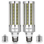 50W Super Bright LED Corn Light Bulb Fanless(400 Watt Equivalent) - E26/E39 Mogul Base LED Lamp - 6000K Daylight 6,000 Lumens for Residential and Commercial Ceiling Lighting, Pack of 2