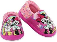 Josmo Kids Disney Minnie Mouse Daisy Duck Toddler and Girls Plush Aline Slippers (Pink/Multi, 9-10 M US Toddler) (CH90220)