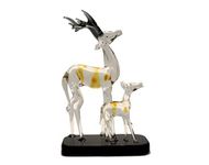 MARBOGLASS India Crystal Clear Glass Standing Deer with Baby Showpiece (14.5cm)