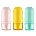 MAYCREATE 3Pcs Airless Pump Bottle Empty 30Ml Travel Pouch Spray Bottles With Lid, Macaron Color Refillable Travel Bottle Container Dispenser For Hair Sprays, Liquid, 4 Cms, Multi