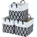 DECOMOMO Storage Baskets | Baskets for Shelves Storage Bins Large for Laundry Nursery Toys Cloth Linen Organizer Bins with Handles (Diamond Black and White, XXL - 3P)