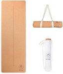 Ecoga Cork Yoga Mat With Alignment Lines - Thick Yoga Mat with Natural Rubber Base - Nonslip, Eco-friendly Pilates Mat for Stretching, Gym Workout & Therapy - Includes Yoga Mat Bag and Carry Strap