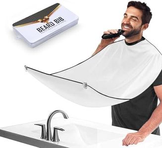 Beard Bib Apron for Men, Gift Beard Trimming Catcher Bib for Shaving & Hair Clippings, Waterproof Non-Stick Hair Catcher Grooming Cloth with 2 Suction Cups(White)