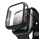 PZOZ Compatible with Apple Watch Series SE 2/SE/6/5/4 Screen Protector,iWatch PC Case PET Film All-around Bumper Protective Cover Compatible With i Watch Smartwatch Accessories (44mm, Black)