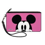 Buckle-Down Disney Wallet, Zip Clutch, Mickey Mouse Face Character Close Up Pink, Canvas