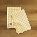 Solino Home Linen Kitchen Towels Set of 2 – Marigold Yellow 17 x 26 Inch – 100% Pure Linen Gingham Check Kitchen/Tea Towels – Machine Washable and Handcrafted from European Flax