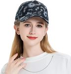 ZLYC Womens Floral Print Baseball Cap Adjustable Trucker Baseball Cap (Flower Black),One Size
