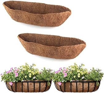 2 Pack Trough Coco Liner Fiber Replacement for Planters, 24/30/36/48 inch Half Moon Coconut Coir Planter for Window Box/Hanging Garden Vegetables Pot, Fence Flower Baskets