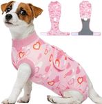 Kuoser Recovery Suit for Dogs After Surgery, Valentine's Day Dog Surgical Recovery Suit for Female Male Dogs, Dog Onesies for Small Dogs, Pet Surgical Suit for Spay Neuter Dog Cone Alternative