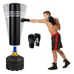 GYMAX Punching Bag, 70” 220lbs Prefilled Freestanding Boxing Bag with Gloves & Suction Cup Base for Adults Youth Kids, Kickboxing Box Bag with Stand for Home Gym