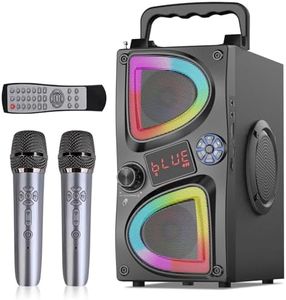 Karaoke Machine for Kids Adults, Portable Bluetooth Mini Karaoke Singing Speaker with 2 Wireless Microphone and LED Lights, Gifts Toys for All Smartphones, Birthday, Family, Home Party