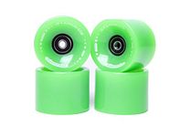 FREEDARE 70mm Longboard Wheels with ABEC-7 Bearings and Spacers(Green,Set of 4)
