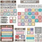 Hadley Designs Farmhouse Classroom Calendar Set Bulletin Board Sets For Teachers - For Classroom, School Calendar For Classroom, Classroom Calendar Bulletin Board Set For Classroom Decor