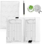 VEASAERS Golf Scorecard Holder Leather Yardage Books Cover with 1 Free Pencil Hat Clip Ball Markers, Deluxe Pocket Recording Score Card Covers Stay Organized Gift (White Kit)