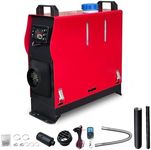 Triclicks 5KW / 8KW 12V Diesel Air Heater, Parking Heater All in One Diesel Fuel Heater with LCD Display Remote Control Single Air Outlet Set Vehicle Heater For Car Trailer, Truck, Caravas（Red-8KW）