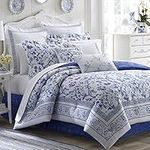 Laura Ashley Luxury Premium Ultra Soft Duvet Set, Lightweight & Comfortable Bedding, Stylish Design for Home Décor, Cotton, Charlotte Blue, Queen