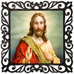 casa rica Photo Frame Painting Wall Hanging home decoration for Wall, Living/Bed Room, Lobby(12inch x12inch) Laser Cut(Multicolor)… (Jesus)