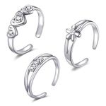 Philip Jones Set of Three Silver Plated Adjustable Toe Rings Created with Zircondia® Crystals