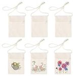 Pack of 6 Fabric Bags for Painting,Canvas Small Tote Bags,Shoulder Bags for Painting,Children's Shoulder Purses,Mini Crossbody Children's Chest Bag for Birthday Party,School Celebration,Shoulder Bag