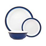 Denby - Imperial Blue Dinner Set for 4-12 Piece Ceramic Tableware Set Blue, White - Dishwasher Microwave Safe Crockery Set - 4 x Dinner Plate, 4 x Small Plate, 4 x Cereal Bowl