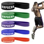 HAPBEAR Pull Up Bands Set - Resistance Bands for Men and Women - Exercise Workout Bands - 5 Different Levels, Heavy Duty, Long, Pull Up Assist Bands Set for Build Fit Power & Muscle (30-250LBS)