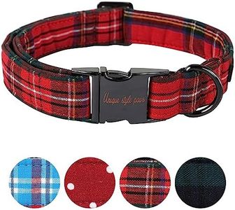 Unique style paws Dog Collar Pet Gift Adjustable Soft and Comfy Plaid Collars for Small Medium Large Dogs, Neck 13.5-22 inches