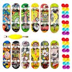 Stashables 12 pcs Toy Finger Skateboard Fingerboards with 32 Interchangeable Wheels and Mini Screwdriver, Finger Boards Decks for Ramp Kit and Skatepark