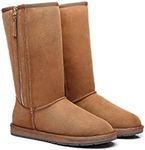 UGG Boots Women Australia Premium Double Face Sheepskin Tall Side Zip Chestnut