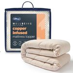 Silentnight Wellbeing Copper King Mattress Topper Benefiting from The Natural Anti-Allergy,Cooling and Anti-Bacterial Properties of Copper Supportive and Machine Washable King Size Bed,White,549301GE