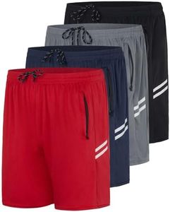 4 Pack: Men's Big & Tall King Size Heavyweight 7 Inch Inseam Active Athletic Running Quick Dry Mesh Shorts Zipper Pockets Drawstring Basketball Bottoms Soccer Workout Gym Tennis Workout - Set 8, 3X