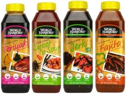 Bundle - 4 Items: World Harbors Marinade Sauces - Mexican Style Fajita, Maui Mountain Teriyaki, Jamaican Style Jerk, Maui Mountain Sweet 'n Sour