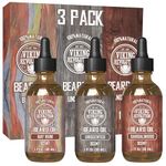 Viking Revolution - Beard Oil Conditioner 3 Pack - All Natural Variety Bay Rum, Unscented, & Sandalwood - Conditioning and Moisturizing - Gifts For Men - 3 x 30 ml