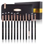 Oscar Charles Eye Makeup Brushes Set, 12 Make up Brushes Professional Including Luxury Cosmetic Bag - Rose Gold