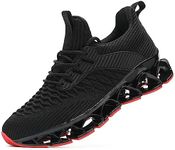 Wrezatro Women's Slip on Walking Running Shoes Blade Tennis Casual Fashion Sneakers Comfort Non Slip Work Sport Athletic Trainer Black Red