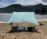 Neso Tents Grande Beach Tent, 2.1 m(7ft) Tall, 2.7m(9ft) x 2.7m(9ft), Reinforced Corners and Cooler Pocket (Aqua Fronds)