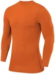 Men's Compression Shirts Long Sleeve Athletic Workout Top, Rash Guard Base Layer Sports Undershirt - Crew Neck - Orange, XL