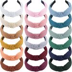 SIQUK 18 Pieces Cross Knot Headband for Women Top Knot Headbands Fashion Headbands Knotted Headband Hair Accessories for Women and Girls, Elegant Color