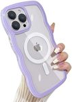 Yeddabox Compatible for iPhone 15 Pro Max Case Magsafe, Wave Phone Case Cute Water Ripple Candy Colors Frame Shockproof for iPhone 15 Pro Max Phone Case for Women 6.7 Inch - Purple