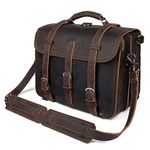 Polare Thick Full Grain Leather Shoulder Briefcase Satchel Messenger Bag for Men