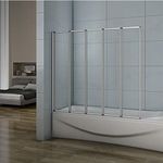 Xinyang 1200x1400mm Folding Bath Screen Shower Screen for Baths Over Glass Door Panel 5 Fold