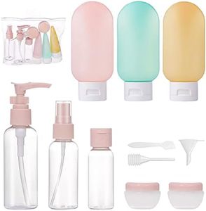 Botellas de viaje, 11 piezas Botes Rellenables Viaje juego de botellas de plástico portátiles de Juego de contenedores de viaje Botellas con estuche para champú, líquidos y loción.Sin BPA