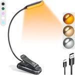 Glocusent Lightweight Rechargeable 10 Led Amber Book Light For Reading In Bed, Clip-On Eyecare Warm Reading Light Up To 80Hrs, 3 Brightness Dimmable X 3 Color Modes, Perfect For Readers & Kids - Abs