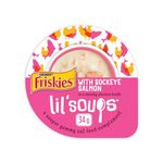 Friskies Lil' Soups Cat Food Complement, Sockeye Salmon in a Velvety Chicken Broth - 34 g Cup (8 Pack)