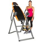 EXERPEUTIC Unisex Adult 475SL Inversion Table with Airsoft No Pinch Ankle Holders and Surelock Safety Ratchet System - Black/Orange, N/A