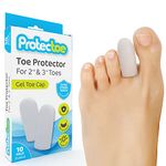 Protectoe Toe Protector Gel Toe Cap for 2nd & 3rd Toes Non-Perforated Extra Strong Design - Pack of 10