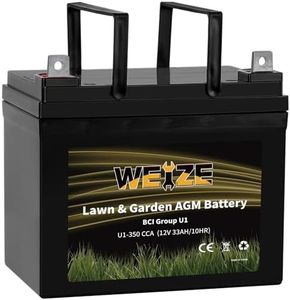 Weize Lawn & Garden AGM Battery, 12V 350CCA BCI Group U1 SLA Starting Battery for Lawn, Tractors and Mowers, Compatible with John Deere, Toro, Cub Cadet, and Craftsman