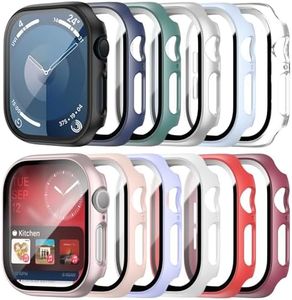 12 Pack Case with Tempered Glass Screen Protector for Apple Watch 44mm Series 6 5 4 SE, Cuteey Full Protective Matte PC Cover for Iwatch 44mm Accessories (12 Colors, 44mm)